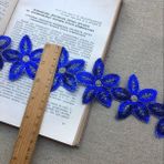 Haicheng Shop Mavi Stil 1 Yard Sıcak 6cm Geniş Glitter Organze Dantel Kumaş Pul Boncuklu Çiçekler Işlemeli Şerit Yaka Trim Aplike Gelinlik Dikiş Için (Yurt Dışından) - Renkli