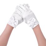 HaiFafafaing Komünyon eldiveni, kız çocuğu düğün eldiveni, beyaz saten eldiven, gelin çiçekli elbise, eldiven, çiçek kız çocukları için, cadılar bayramı, parti, doğum günü, düğün kostümü
