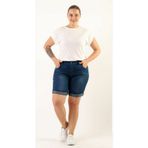 HaiModa Kadın Büyük Beden Duble Paça Kot Şort Lacivert