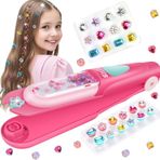 Hair Bedazzler seti, hediye kız çocukları için 5 6 7 8 9 10 yaş, saç süsü, kendin yap saç dekorasyonu için oyuncak, saç örgü makinesi, kız çocukları için, tekrar kullanılabilir renkli taşlar