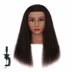 Hairginkgo Manken kafası, %100 gerçek saç, manken kafası, şekillendirme, kuaför antrenman kafası, kozmetoloji bebek kafası, boyama, kesme, örgü pratiği için, kelepçe stantlı (2022B0214)