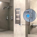 Haiti Elektrikli 400x1100 Düz Krom Musa Termostat 300 Watt Havlupan