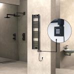 Haıtı Elektrikli Havlupan 300X1200 Düz Siyah (Ktx1 Termostat) 300W Spiral Kablolu