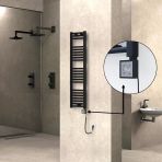 Haıtı Elektrikli Havlupan 300X1200 Düz Siyah (Ktx3 Termostat) 300W Spiral Kablolu