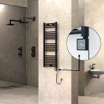 Haıtı Elektrikli Havlupan 400X1100 Düz Siyah (Ktx3 Termostat) 600W Spiral Kablolu