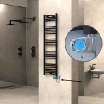 Haıtı Elektrikli Havlupan 400X1500 Düz Siyah (Musa Termostat) 600W