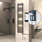 Haıtı Elektrikli Havlupan 400X1800 Düz Antrasit (Ktx4 Termostat) 600W Spiral Kablolu