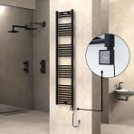 Haıtı Elektrikli Havlupan 400X1800 Düz Siyah (Ktx3 Termostat) 600W Spiral Kablolu