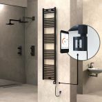 Haıtı Elektrikli Havlupan 400X1800 Düz Siyah (Ktx4 Termostat) 600W Spiral Kablolu