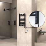 Haiti Elektrikli Havlupan 400x700 Düz Siyah Mat (OneD On/Off) Sağ 300 Watt