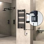 Haıtı Elektrikli Havlupan 500X1100 Düz Siyah (Ktx4 Termostat) 600W Spiral Kablolu