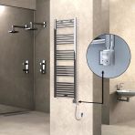 Haıtı Elektrikli Havlupan 500X1500 Düz Krom (Ktx3 Termostat) 600W Spiral Kablolu