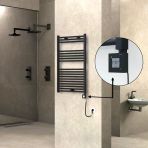 Haıtı Elektrikli Havlupan 600X1000 Düz Siyah (Ktx1 Termostat) 600W Spiral Kablolu