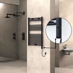 Haiti Elektrikli Havlupan 600x1000 Düz Siyah Mat (OneD On/Off ) Sağ 600 Watt