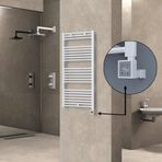 Haiti Elektrikli Havlupan 600x1200 Düz Beyaz Parlak (KTX3 Termostat) 600 Watt