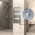 Haıtı Elektrikli Havlupan 600X1200 Düz Krom (Ktx3 Termostat) 300W Spiral Kablolu