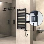 Haıtı Elektrikli Havlupan 600X1200 Düz Siyah (Ktx4 Termostat) 600W Spiral Kablolu