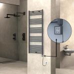Haıtı Elektrikli Havlupan 600X1500 Düz Antrasit (Ktx3 Termostat) 1000W Spiral Kablolu
