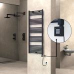 Haıtı Elektrikli Havlupan 600X1500 Düz Siyah (Ktx1 Termostat) 1000W Spiral Kablolu