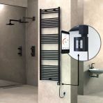 Haıtı Elektrikli Havlupan 600X1800 Düz Siyah (Ktx4 Termostat) 1000W Spiral Kablolu