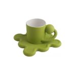 HaiTun 250 ml Düzensiz Plaka ile Yaratıcı Gezegen Kupa Nordic Seramik Kahve Çay Bardağı Daire Seti Drinkware Benzersiz Doğum Günü Düğün Hediyeleri | Kupa ve tabaklar (Yurt Dışından) - 1 Adet - Yeşil