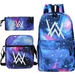 HaiTun 3 Adet / Takım Alan Walker Satchel Anime Rahat Okul Çantası Sırt Çantası ile Kalem Çantası Messenger Çanta (Yurt Dışından) - Mavi
