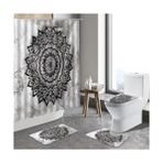 Haitun 4-Piece Setbohemian Etnik Tarzı Duş Perdesi Retro Geometrik Mandala Desen Sanat Dekor Banyo Perdeleri Kaymaz Halı Tuvalet Banyo Paspaslar | Duş Perdeleri (180 * 180 Cm) (Yurt Dışından) - Gri