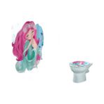 HaiTun 4-Piece Setlittle Sevimli Karikatür Mermaid Duş Perdeleri Banyo Perdesi Çiçek Mermaid Deniz Kabuğu Banyo Perde Mat Halı Kız Çocuk Odası Dekor (180 * 180 Cm) (Yurt Dışından) - Renkli