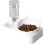 HaiTun Kedi Aksesuarları Ürünleri Pet Çift Kişilik Kaseler Plastik Kedi Köpek Kaseleri Otomatik Otomatik Olarak Suyu Ekleyin (Yurt Dışından) - Beyaz