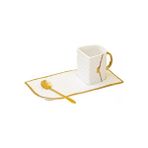HaiTun Yaratıcı Kahve Fincanı Set Seramik Kupası ve Tabağı High End Ev Kupası Işık Lüks Öğleden Sonra Çay Çay Seti Kahvaltı Sofra | Kupalar (Yurt Dışından) - 1 Adet - 300 ml - Beyaz