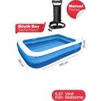 Hak-İş Oyuncak 51259 Büyük Boy Dikdörtgen Şişme Aile Havuzu Pompa (300X183X50 Cm) - Set2 - Renkli