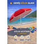 Hak-İş Oyuncak Hak-İş Kırmızı 170 cm Ayarlanabilir Düz Renk Kumaş Plaj Şemsiyesi Geniş Gölge Alanı