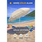 hak-iş oyuncak Krem 170 cm Ayarlanabilir Düz Renk Kumaş Plaj Şemsiyesi