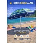 hak-iş oyuncak Mavi Tonlu 240 cm Ayarlanabilir Geniş Gölgeli Polyester Plaj Şemsiyesi