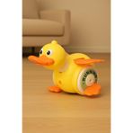 hak-iş oyuncak Sesli ve Işıklı Yürüyen Ördek Oyuncak – Kanat Çırpan, 360° Dönen, USB Şarjlı Foraging Duck - Sarı