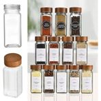Hakay 12'li Bambu ve Akasya Kapaklı Cam Baharatlık Seti, 120 ml