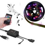 Hakay 5V USB Rgb Şerit LED - 100CM, Kumandalı ve Ses Sensörlü