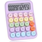 Hakay Büyük Ekranlı 12 Haneli Mekanik Hesap Makinesi - Mor, 4 Fonksiyonlu