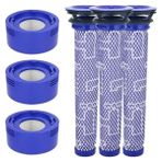 Hakay Dyson V8 V7 Için Filtre, Dyson V8 V7 Animal Motorhead Absolute Cordless Elektrikli Süpürge Için Yedek Filtre ve Ön Filtre, 3 Motor Sonrası Filtre ve 3 Ön Filtre, Yedek Filtre, Temizleme Fırçası ile