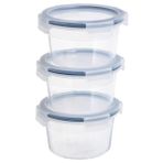 Hakay Şeffaf Plastik Saklama Kabı Seti, 750 Ml, Yuvarlak, 3 Parça