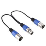 Hakeeta XLR Dağıtıcı Kablo Kanon için, 3 pin XLR Male to Dual 2 XLR Dişi Fiş Y Dağıtıcı Kablo Adaptörü, Çift XLR Fiş Y Kablo, 30 cm