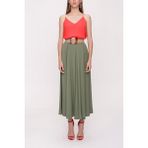 Haki Beli Lastikli Midi Etek 81209 - 00410-Haki