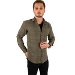 Haki Çizgili Oduncu Slimfit Hediye Kutulu Erkek Gömlek XXL