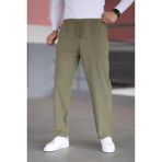 Haki Erkek Yazlık Keten Pantolon - Geniş Beden Seçeneği - 5XL