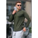 Haki Fermuarlı Erkek Triko Kazak 6824 - S