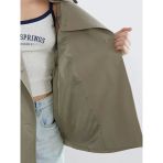 Haki Gömlek Yaka Oversize Kadın Trençkot