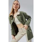 Haki Oversize Casual Midi Trençkot