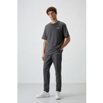 Haki Pamuklu Kalın Yumuşak Dokulu Oversize Fit Nakışlı Erkek Eşofman Takım - 85252