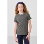Haki Pamuklu O Yaka Standart Fit Basic Kız Çocuk T-Shirt - 75177