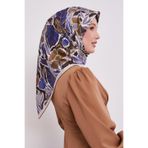 Haki Petunya Desen Twill İpek Eşarp